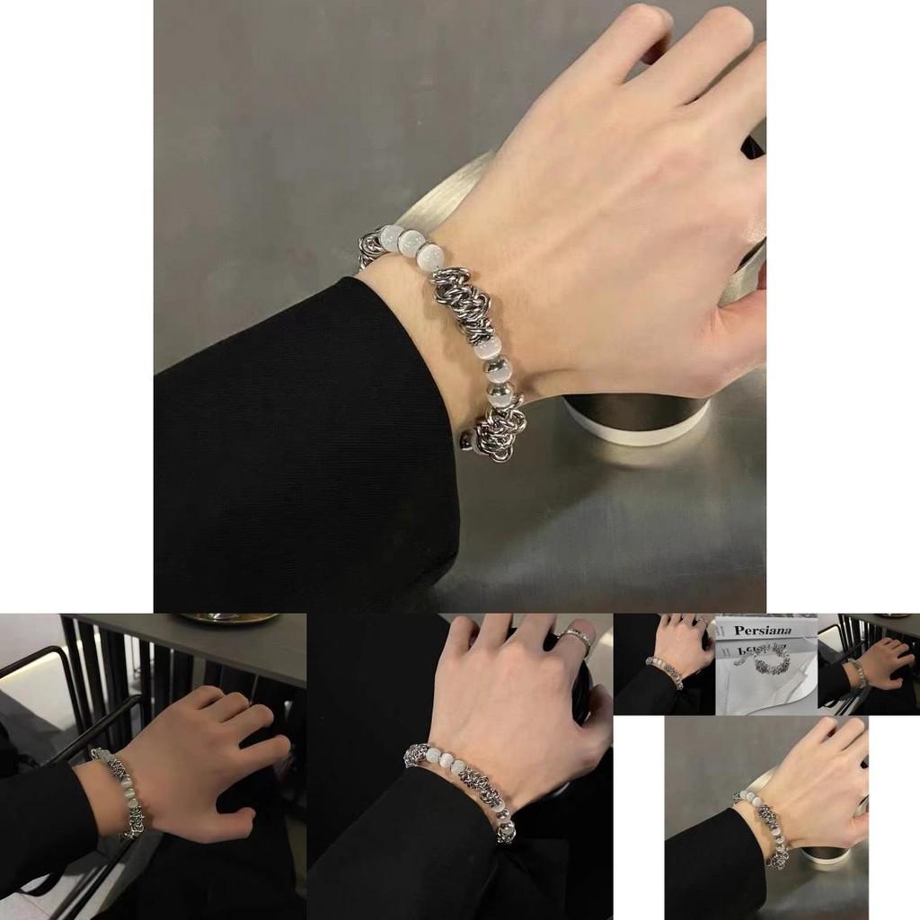 Zartes Katzenaugenstein Titanstahl Armband Geometrisches Design Leichter Luxus Geschenk