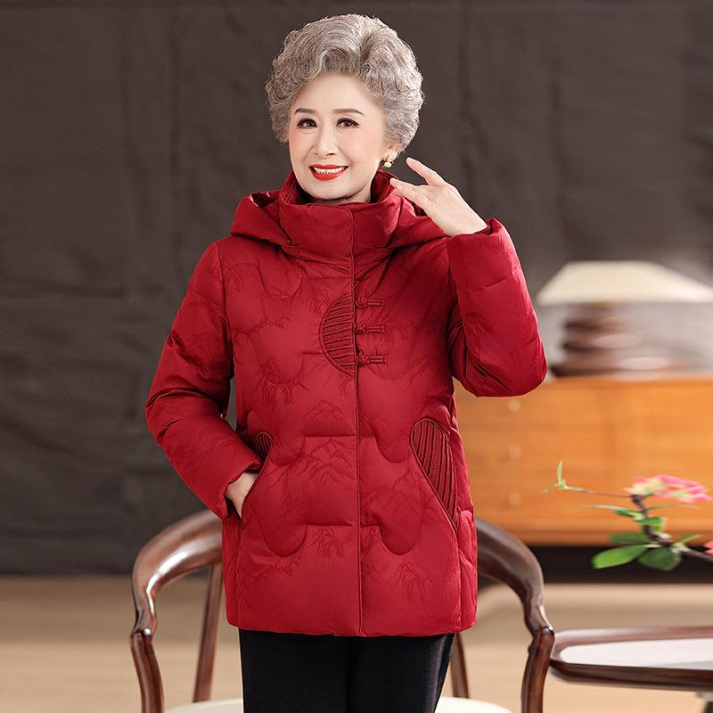 Dicke Daunenjacke für Damen: Warmer weißer Daunenmantel für ältere Menschen, festliche Winterkleidung