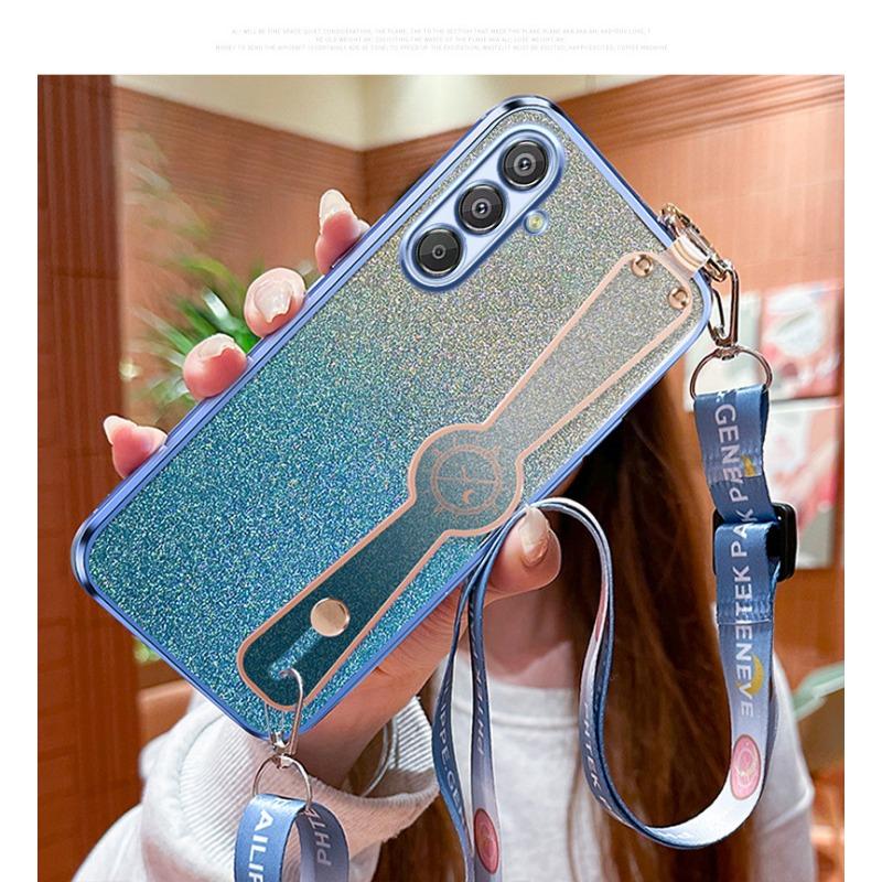 Adatto per Custodia Cellulare Samsung A07 NOTE20 Braccialetto Placcato Polvere Glitter F15 Cordino A34 Cover Anti Caduta A22a71M14