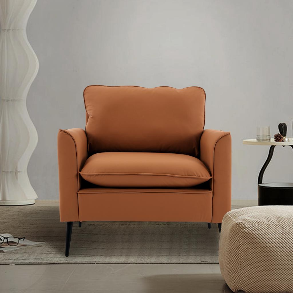 Sofa mit kratzfester Kunstlederhülle, Nordic-Retro, als Einzelsitz-Freizeitsessel für Wohnzimmer, Balkon oder Schlafzimmer