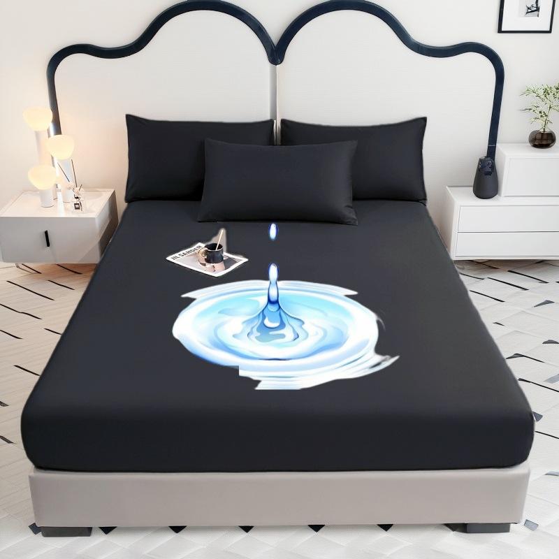 Soild Color Fitted Sheet,Waterproof Mattress Protector, Waterproof Bed Sheet with Elastic Band, Mattress Dustproof Cover Fully Wrapped Bedsheet 2Pcs Pillowcase Only