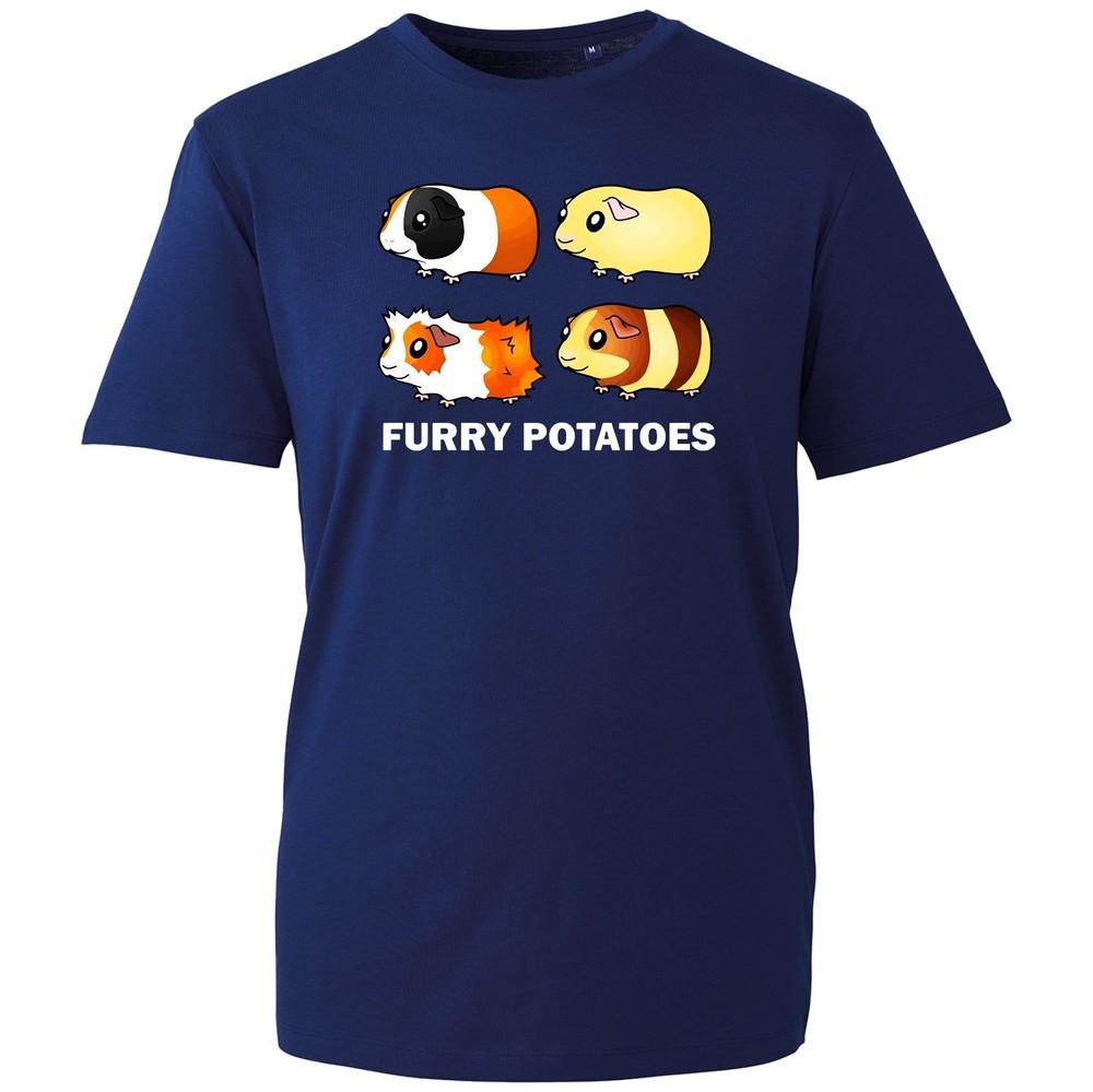 Furry Potatoes TShirt Unisexs White Cotton Guinea Pig Graphic Tee Funny Animal Top