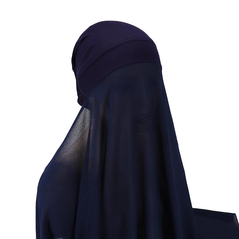 Muslim Women Bonnet + Chiffon Shawl Instant Under scarf Cap Islam Inner Scarf Headband Stretch Hijab Cover Headwrap Turbante