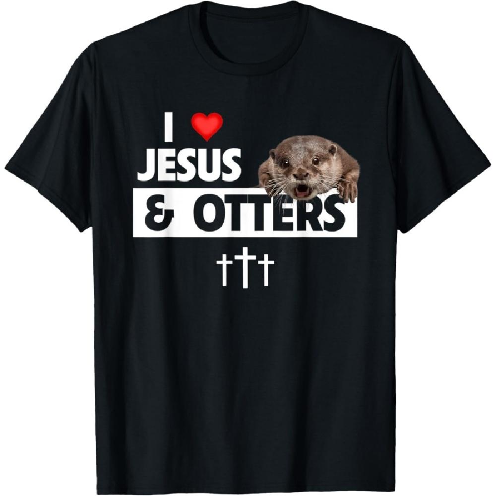 Я люблю Иисуса И Выдр Зоопарк Дикая Природа Природа Христианская Библия Футболка S чёрный