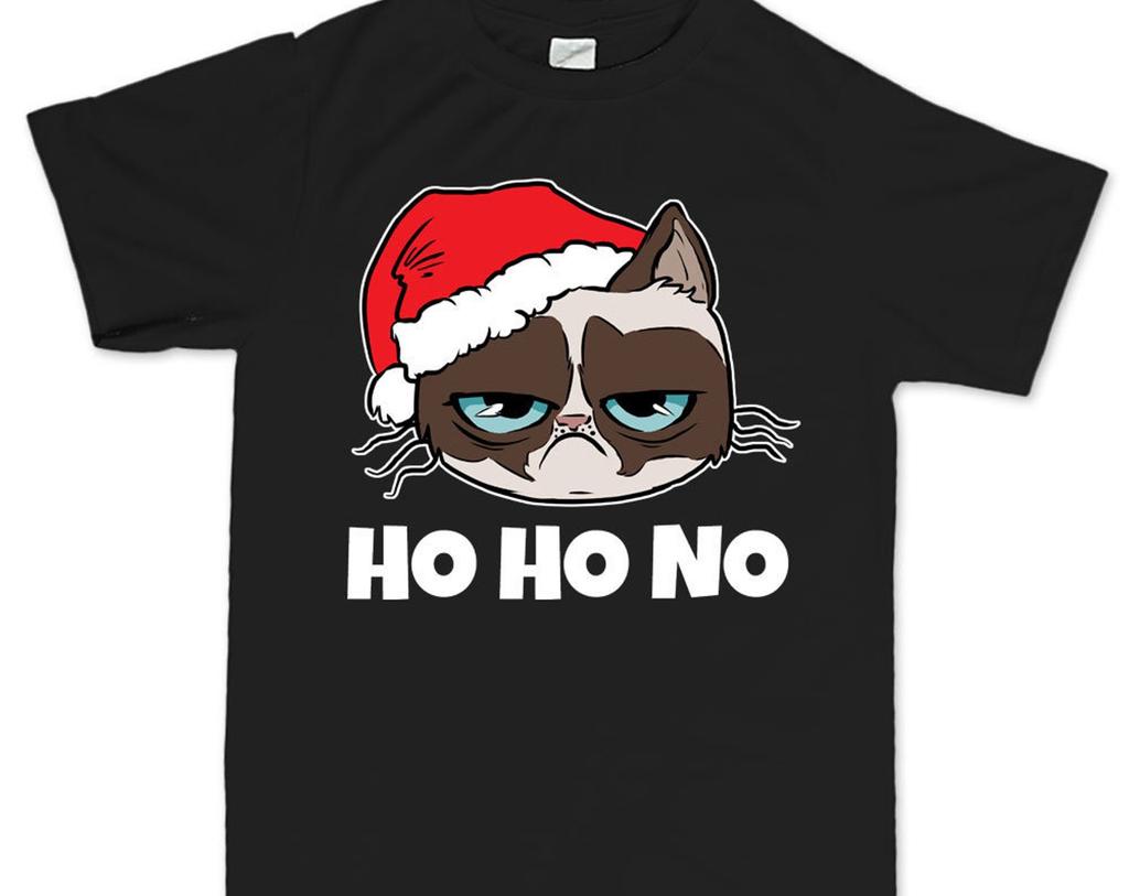 Mens Grumpy Santa Cat Christmas Xmas T-Shirt