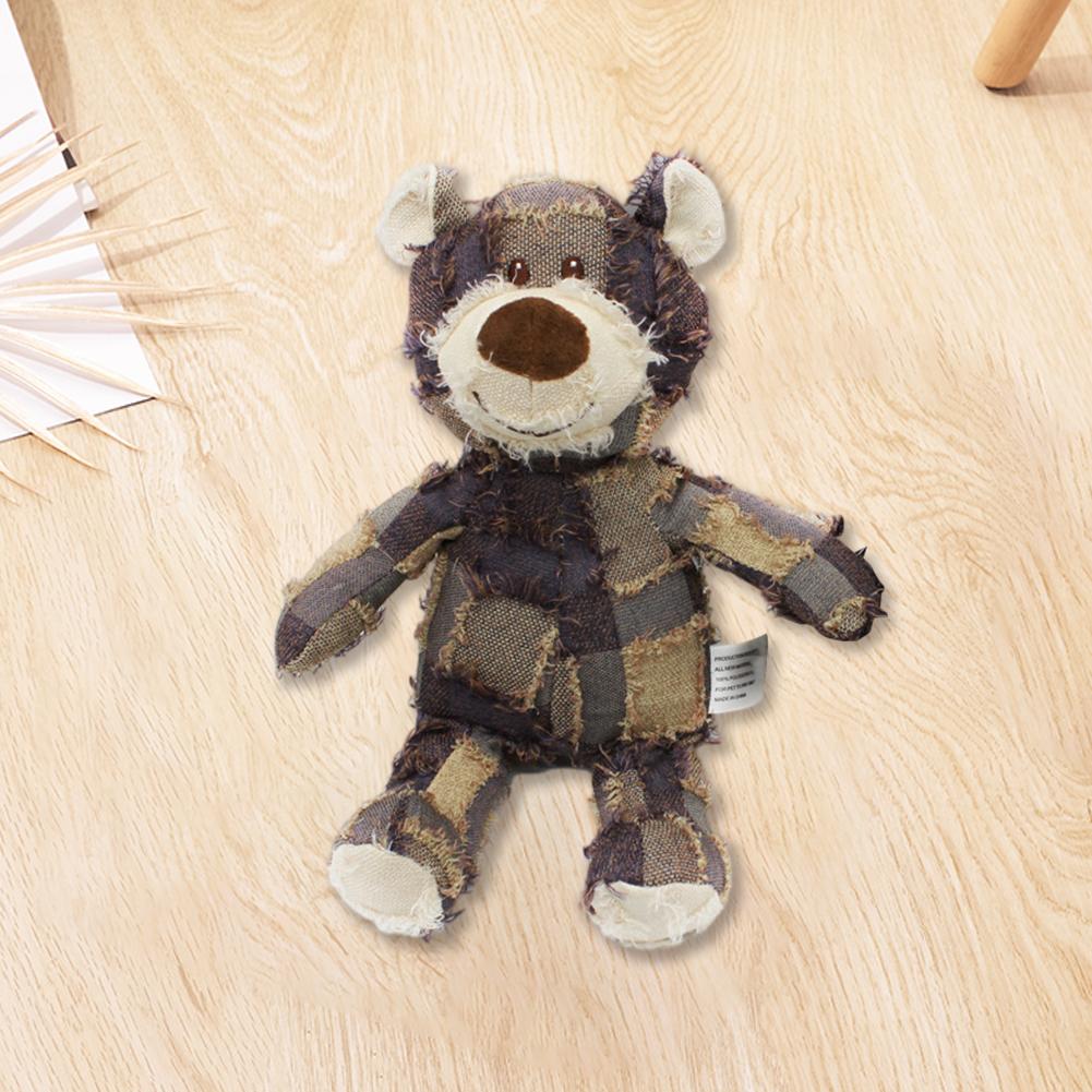 Bear Pet Dog Plush Toys Patchwork Cute Bear Squeaking Training Toys For Dogs Cat Puppy Bite Resistant Molar Chew Training Dog
