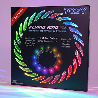 TOSY Uçan Halka - 16 Milyon Renk RGB veya 12 LED, Süper Parlak, Kayıp Modu, Otomatik Işıklandırma, Güvenli ve Yumuşak, Su Geçirmez, Hafif Frizbi,