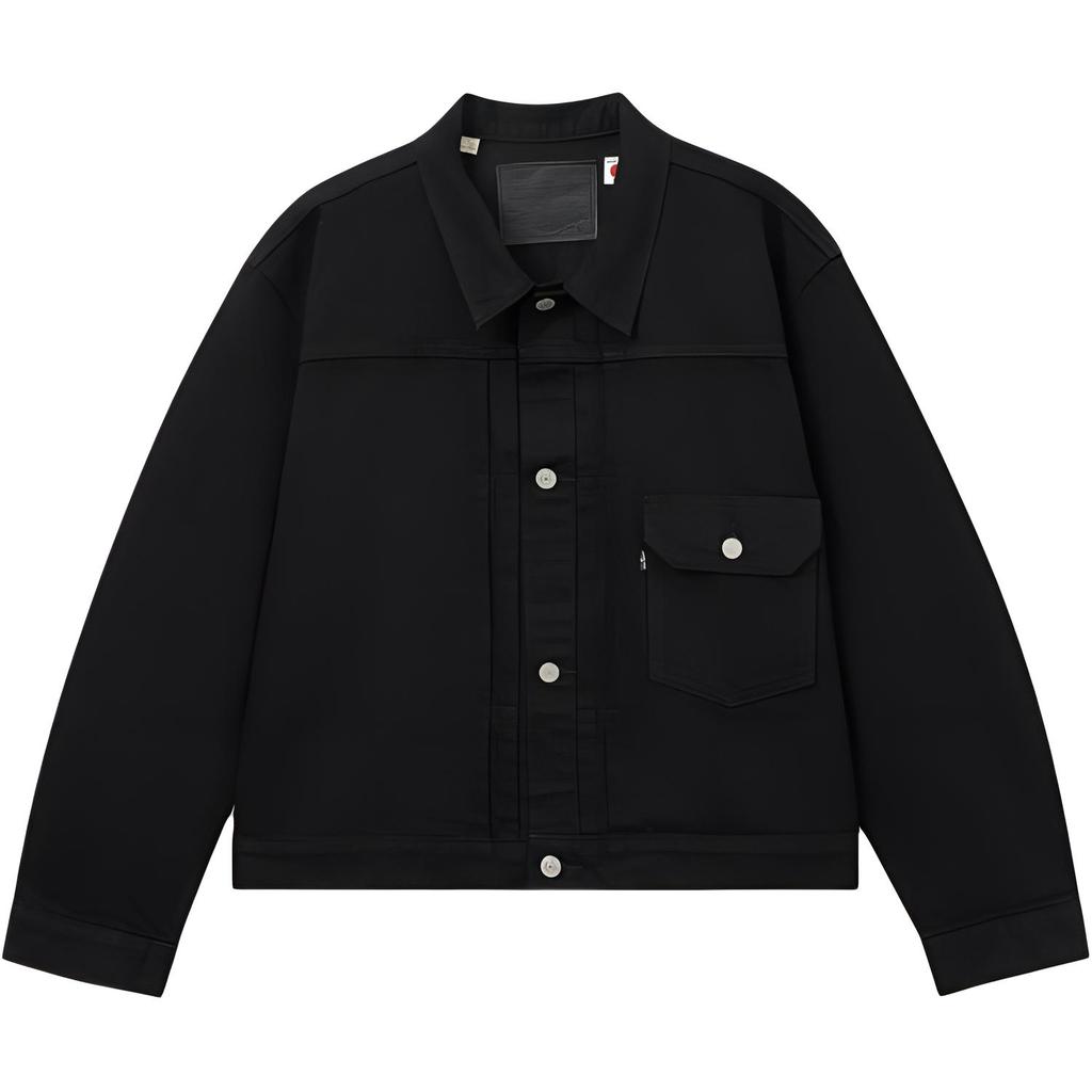 Levis Loose Short American Vintage Collar Denim Jacket Men Jackets Black A9137-0000
