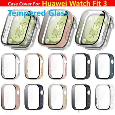 Scrub Tempered Glass Case For Huawei Watch Fit 3 Smart Watch Strap Protective Cover Bumper Fit3 Screen Protector Shell Frame
