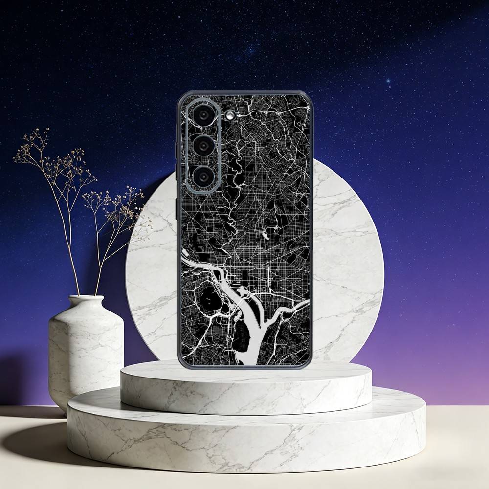 Famous City Sketch City Map Phone Case For Samsung Galaxy A73,A72,A71,A70,A53,A52,A51,Others Soft Black Cover