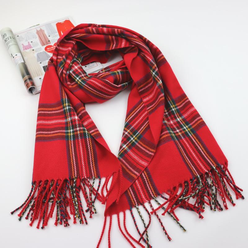 Tonglu scarf new 2025 christmas red winter women's plaid imitation cashmere scarf style versatile shawl scarf