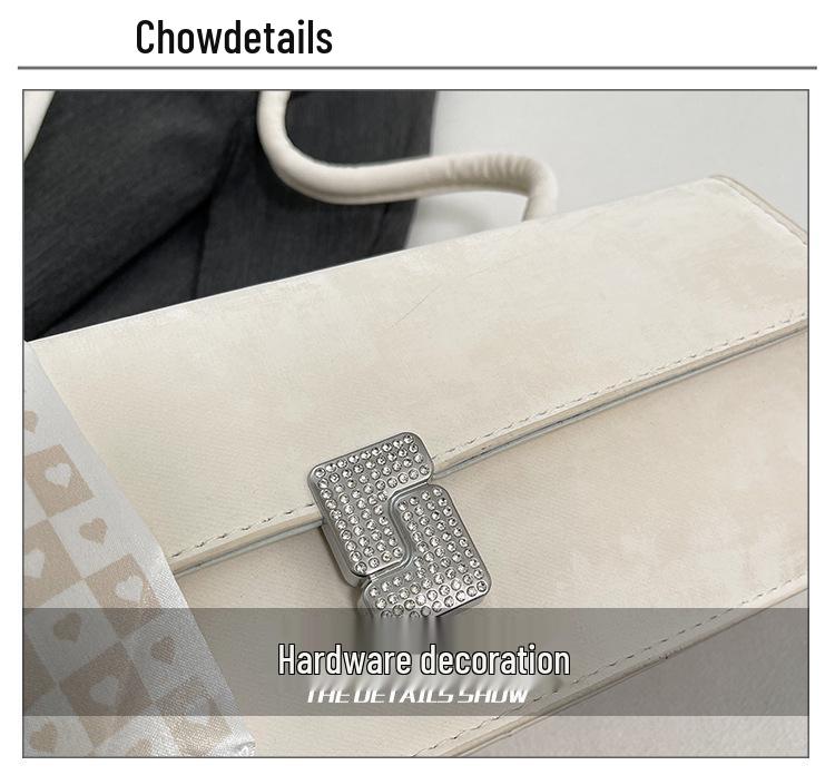 Women's Textured Underarm Baguette Bag with Silk Scarf - Early Spring 2025 Fashion