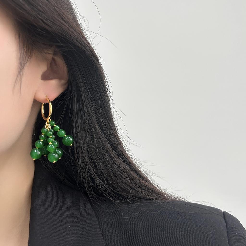 Classic Ring Handmade Bead String Earrings, Earrings, Retro Elegance And Nobility, Light Luxury, Exquisite Niche Design, Versatile