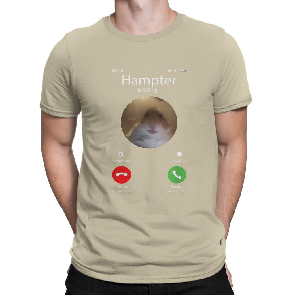 Man TShirt Dank Meme Hamster Staring Front Camera Hampter Calling Individuality T Shirt Graphic Streetwear New Trend