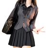 Sivrusn High School Girl Uniform Cosplay Pleated Long Sleeve High Costume for Perfect for Entrance School and Cultural Size S Set, Skirt, Bowknot,