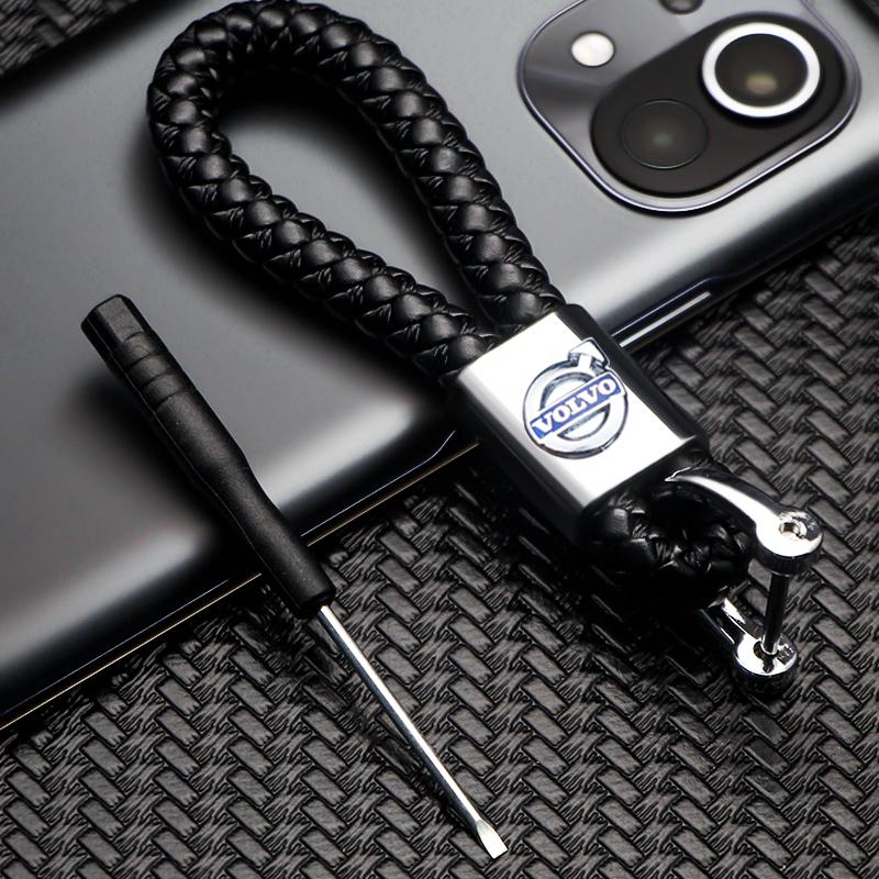 

Car Hand-woven Logo Keychain Nylon Braided Rope Key Ring Anti-Lost Men Women Gifts For Volvo V70 V60 V50 S80 S40 S60 C70 Xc60