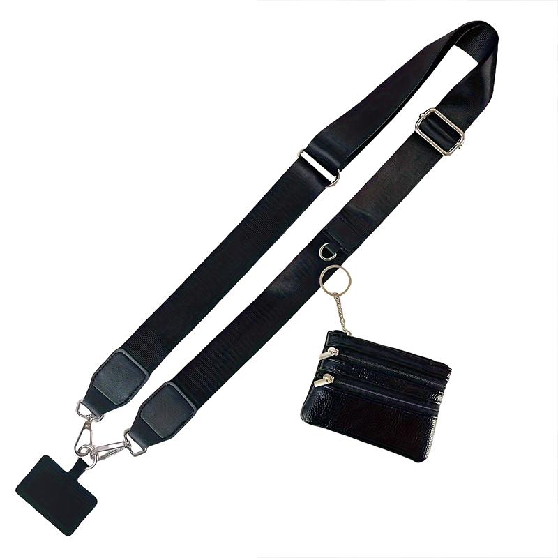 105-145cm Solid Color Adjustable With Coin Purse Practical Printed Pattern Card Holder Wallet Multi-Function Multi-Color