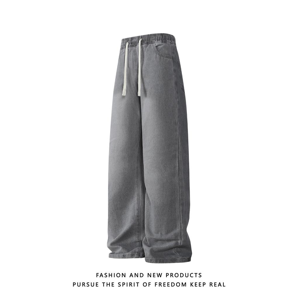 Micro-boot Jeans for Men 2025 New Autumn Retro Washed Pants Hong Kong Style Loose Straight Workwear Casual Pants