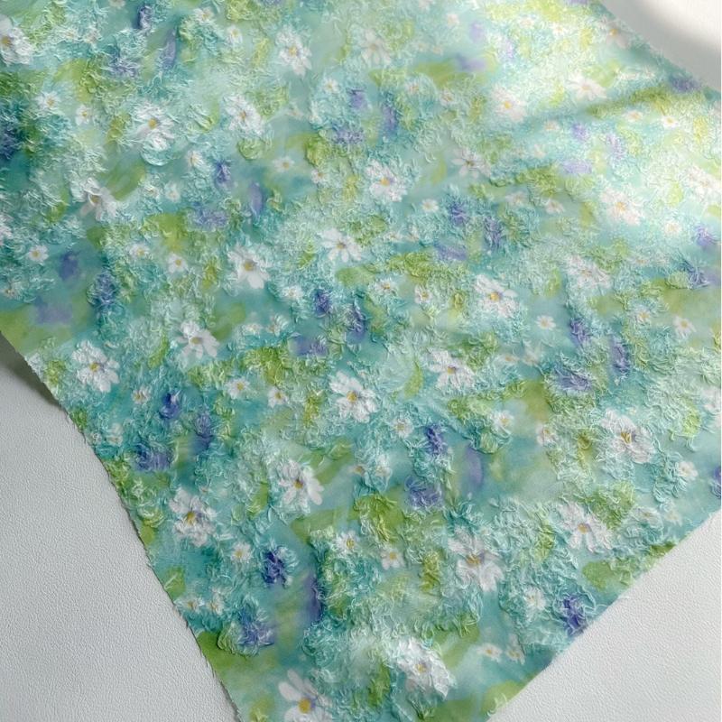50x145cm Green Butterfly Jacquard Fabric DIY Hair Accessory Dress Cheongsam Fabric Print Handcrafted Designer Fabric