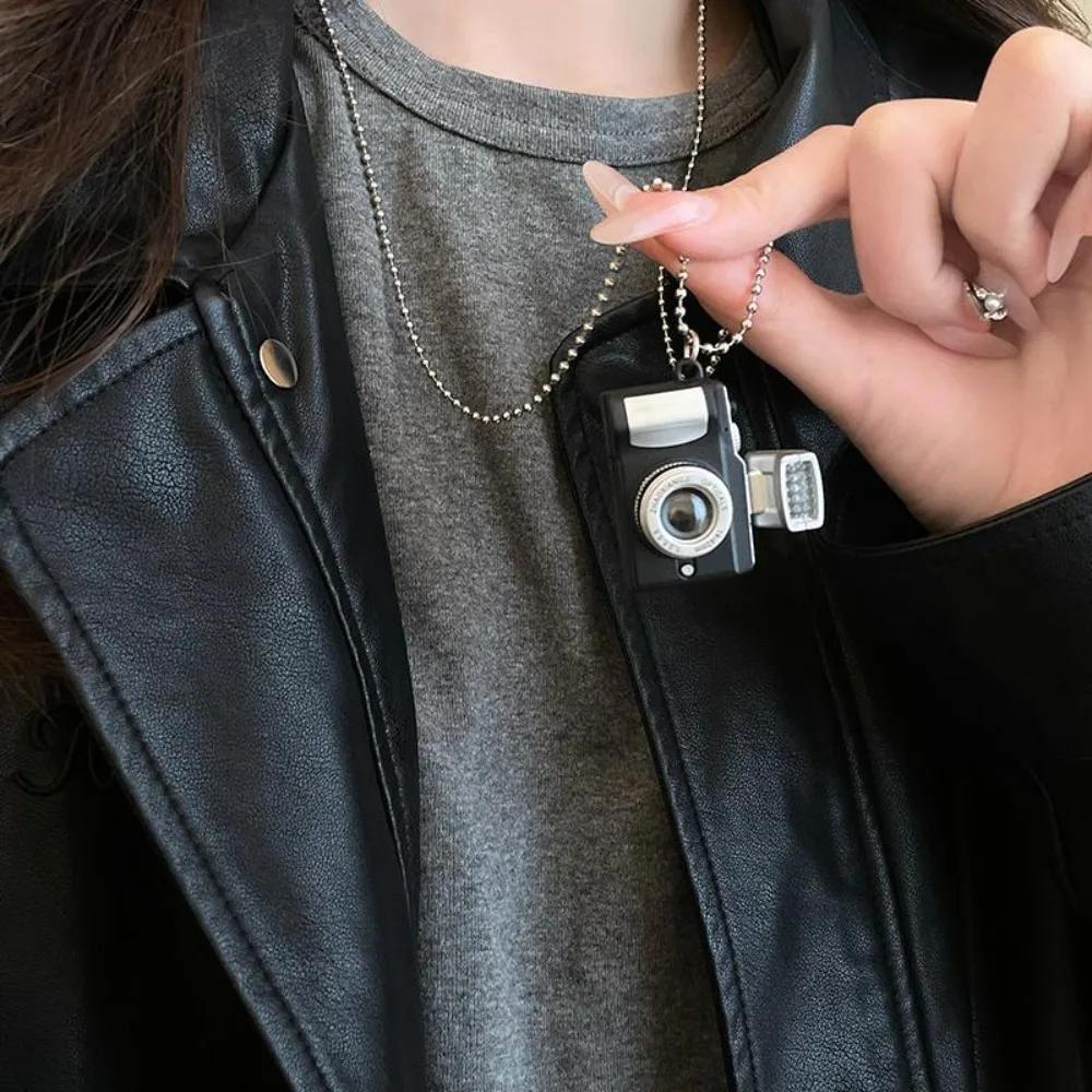 

Y2K Simple Personality Camera Pendant Necklace for Women Men Punk Charms Japan and South Korea Kpop Jewelry чёрный