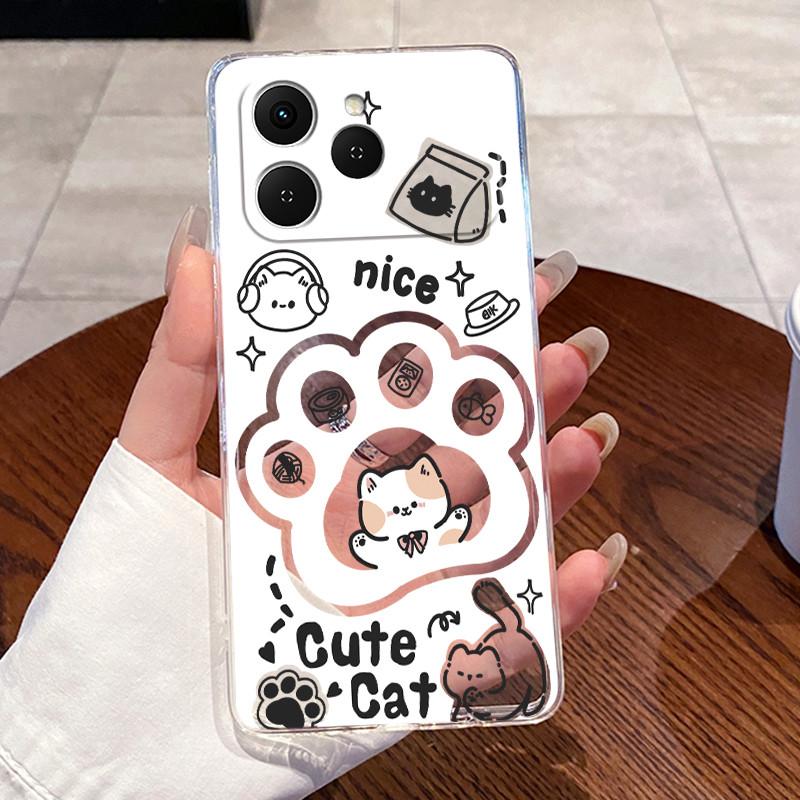 For Tecno Spark 40 4G KM5 Cases Clear Silicone Soft TPU Jelly Casing Cover Tecno Spark40 4G Cute Rabbit Cat Dinasaur Phone Case