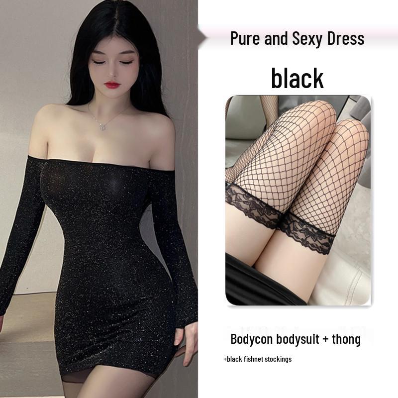 Off-the-Shoulder Nightclub Sexy Lingerie Pajamas for Women