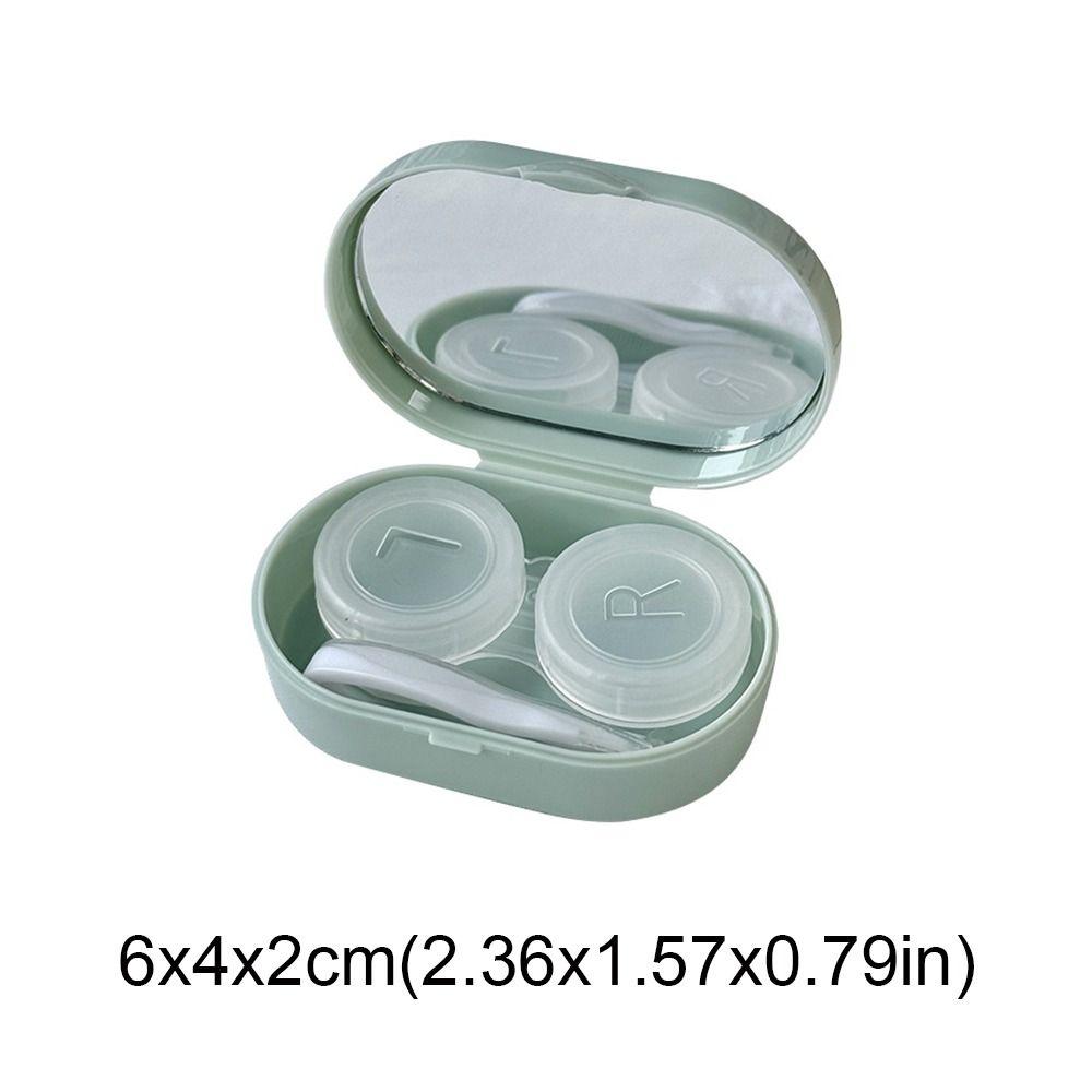 With Mirror Eye Care Kit Creamy Color Storage Box Portable Contact Lens Case  For Women