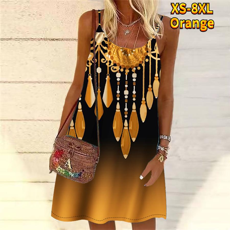 Women Flower Diamond Necklace Print Printed Mini Dress Sleeveless Party Dress Summer Beach Dress Sundress