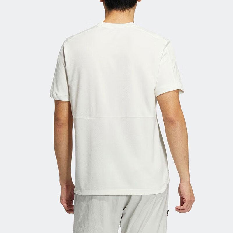 Adidas Solid Color Breathable Round Neck Short Sleeve T-Shirt Unisex Tops White HE5250