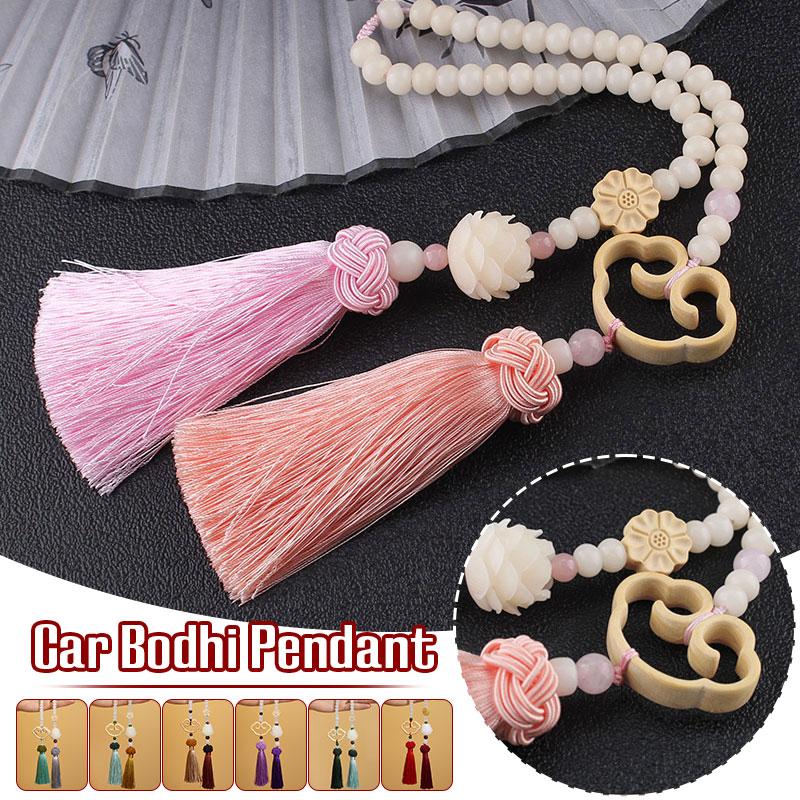 Luxury Car Pendant Auto Lucky Ornament Rearview Mirror Hanging Lotus Chinese Knot Bodhi Pendant Creative Car Supplies