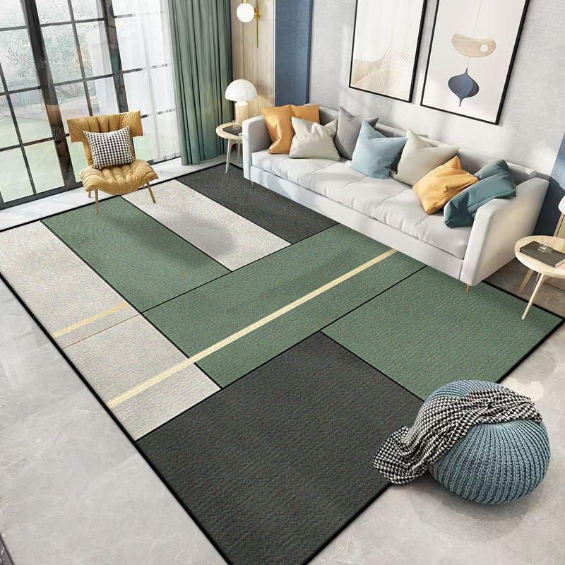 Nordic Geometric Carpet Living Room High-end Luxury Hairless Tea Table Rug Bedroom Bed End Anti-slip Large Area Mat Dining Room