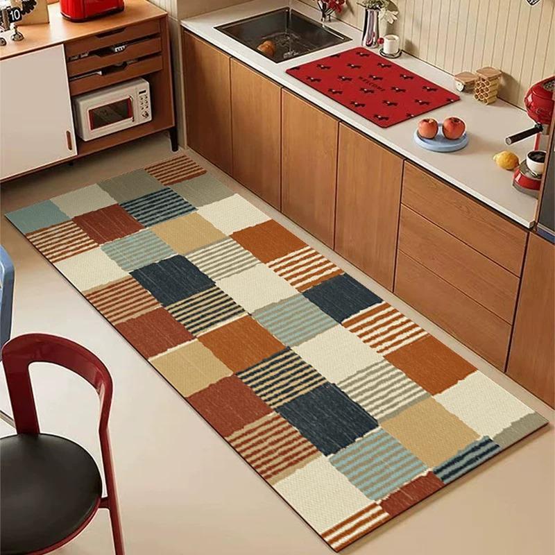 Carpet for Kitchen Floor Mat PVC Waterproof Oil-Proof Non-Slip Leather Rug Geometric Pattern Rugs Long Size Home Decor Carpets