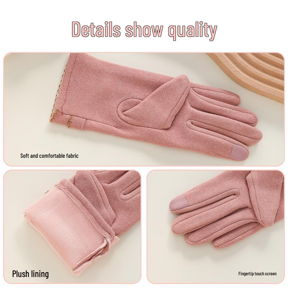 Women's Windproof Touchscreen Rabbit Fur Gloves for Cycling