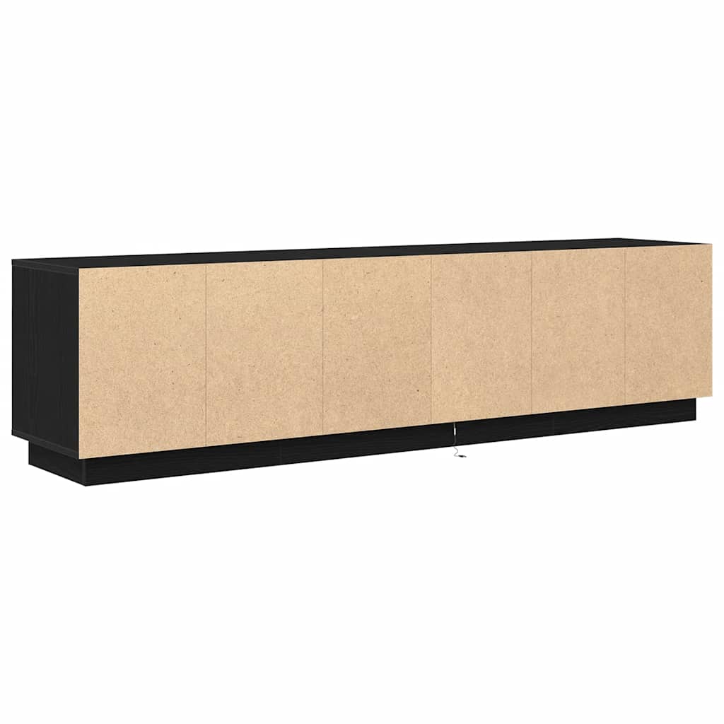TV Stand with LED Lights Black Oak Effect 193.5x41x50 Cm