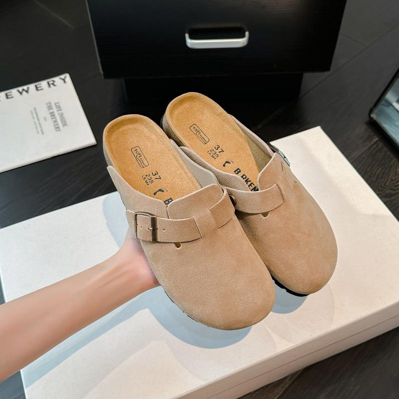 Birkenstock Women's Genuine Leather Closed Toe Summer Slip-On Slippers, 2025 New Thick Soft Sole