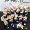 Lamb-Shaped Wool Felt Flower Keychain Ornament