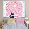 Cute Cartoon Kids and Stars Tapestry Wall Hanging Light Blue Sky Yellow Star Costume Aesthetic Wall Art Bedroom Decor