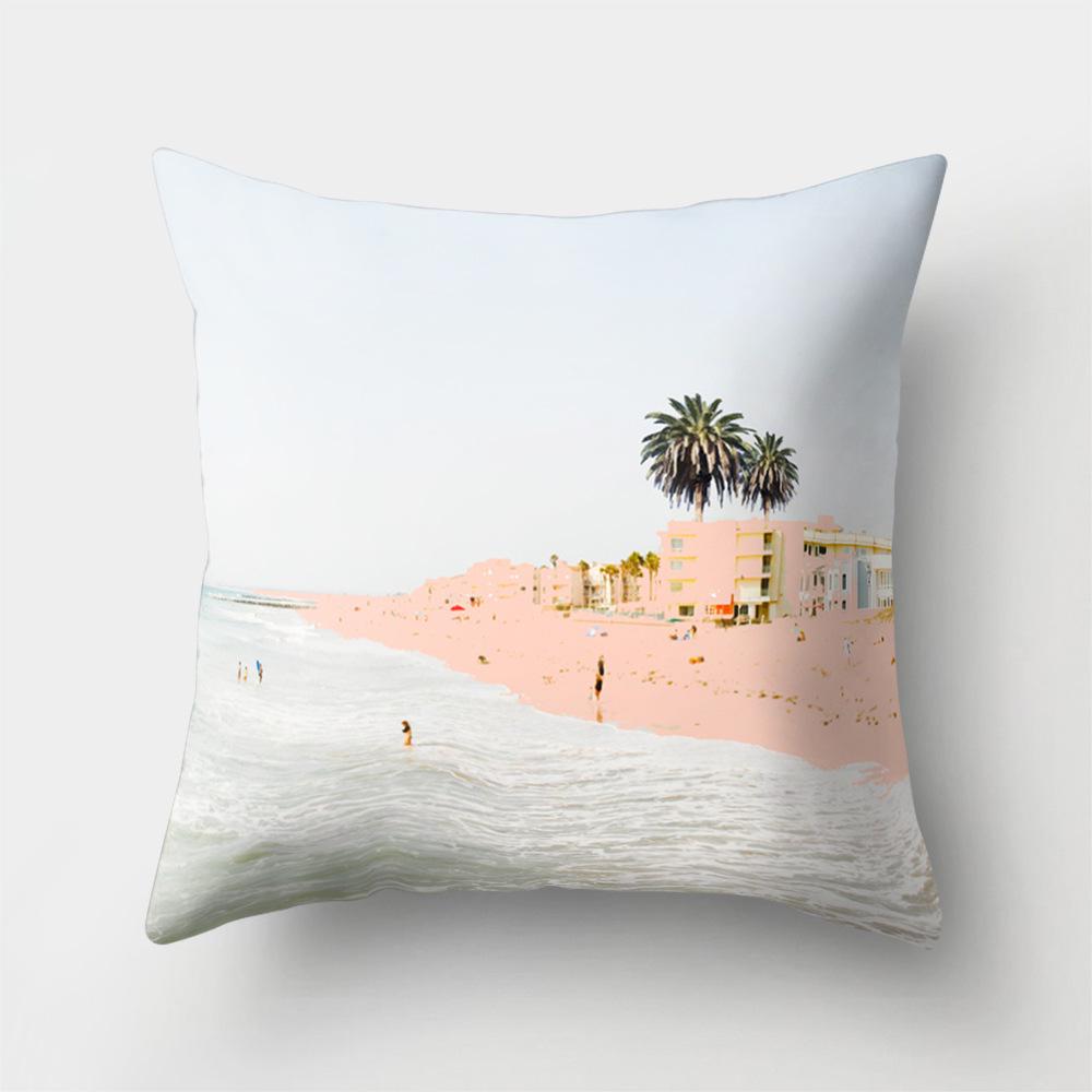 Sea Waves Beach Pillowcase Office Cushion Creative Home Car Lumbar Cushion Cover Sea View Pillow Cover Pillow Case 45X45Cm Seat