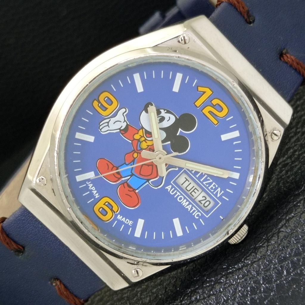 Citizen AUTOMATIC 8200 VINTAGE JAPAN MENS BLUE COLOR DIAL WATCH A500318-2 R151b-a500318