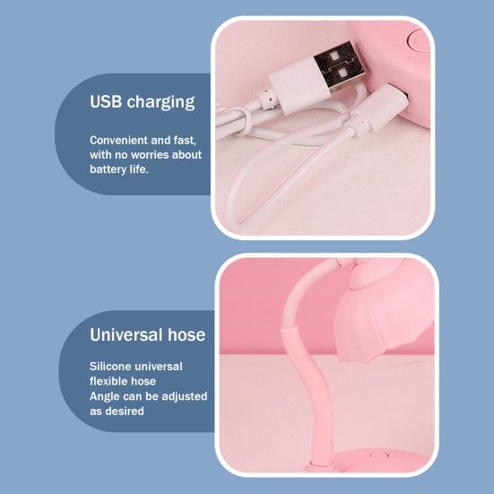 LED Desk Lamp Cute Flower Table Lamp with Adjustable Flexible Gooseneck Rechargeable Eye-Caring Night Light for Dorm Bedroom Reading