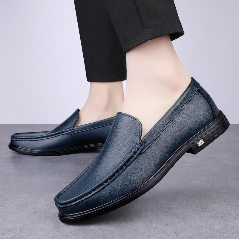 Fashion Genuine Leather Mens Low Heel Loafers Handmade Casual Shoes Soft-Soled Male Driving Shoes New Moccasins Breathable Slip On Flats