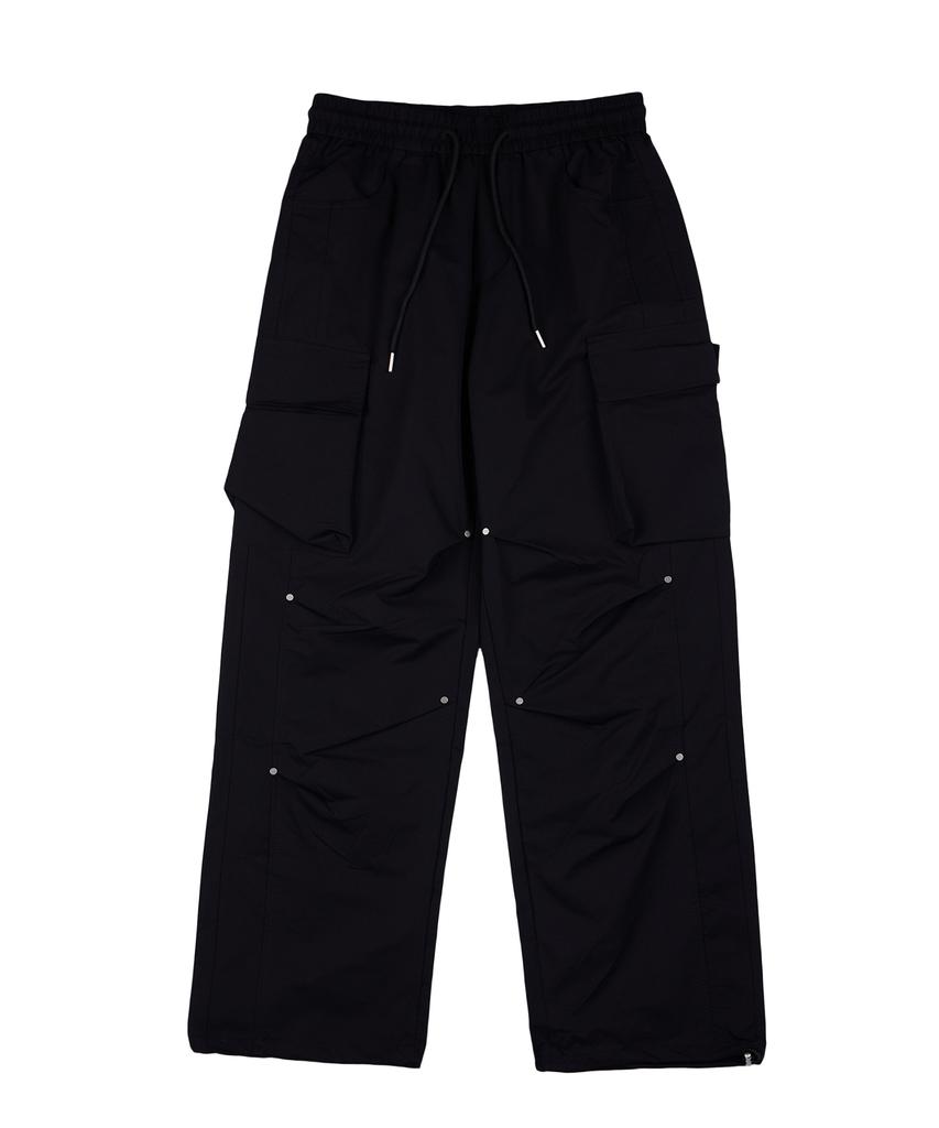 DOUBLE JD Spandex Rivet Cargo Pants (Black)
