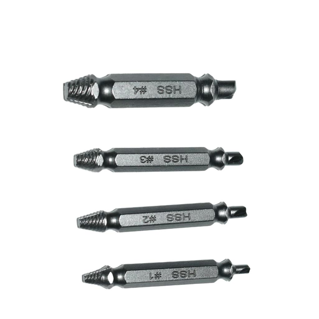 Screw Extractors For Broken Bolts, Screws And Studs. HSS. Set - 4 Pcs. Bits