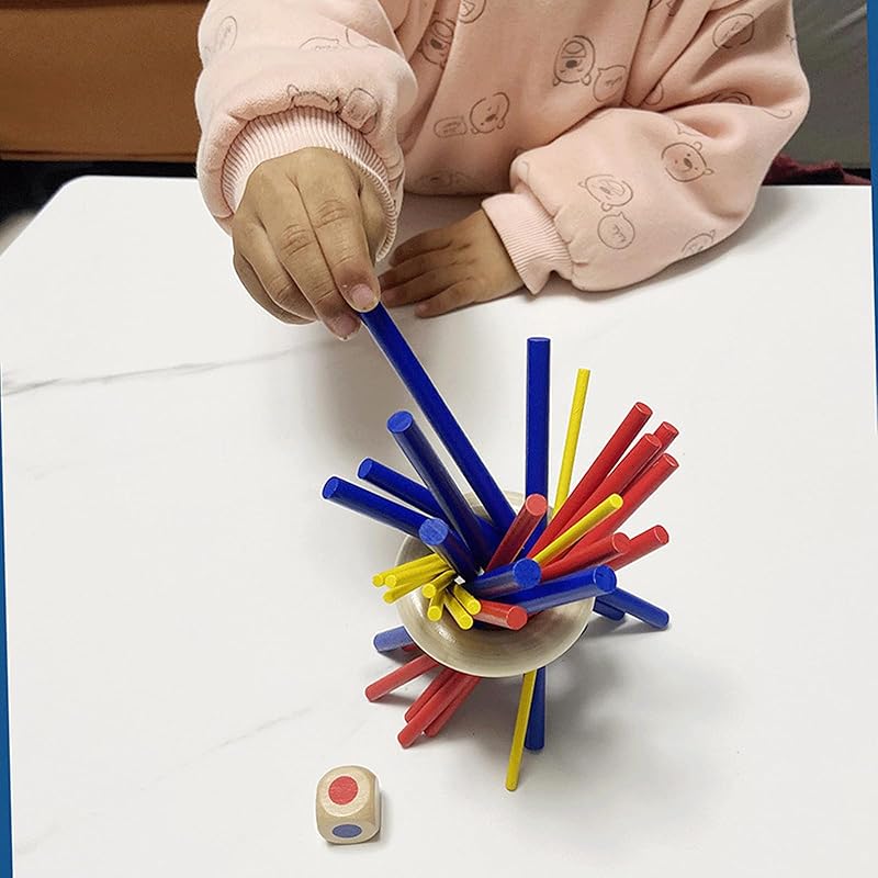[TOUFEIYUAN] Holz Klebe Balance Spiel Tischspiel für Kinder und Erwachsene. Klebriges Balance Spiel Brettspiel für Kinder und Erwachsene. Würfel, Geschicklichkeitstraining,