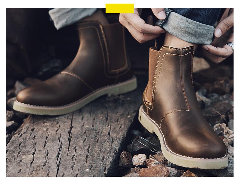 מגפי צ'לסי לגברים: דגם Dr1460 רטרו בסגנון בריטי, מגף מרטין מעור, סליפ-און, חם וקז'ואלי.