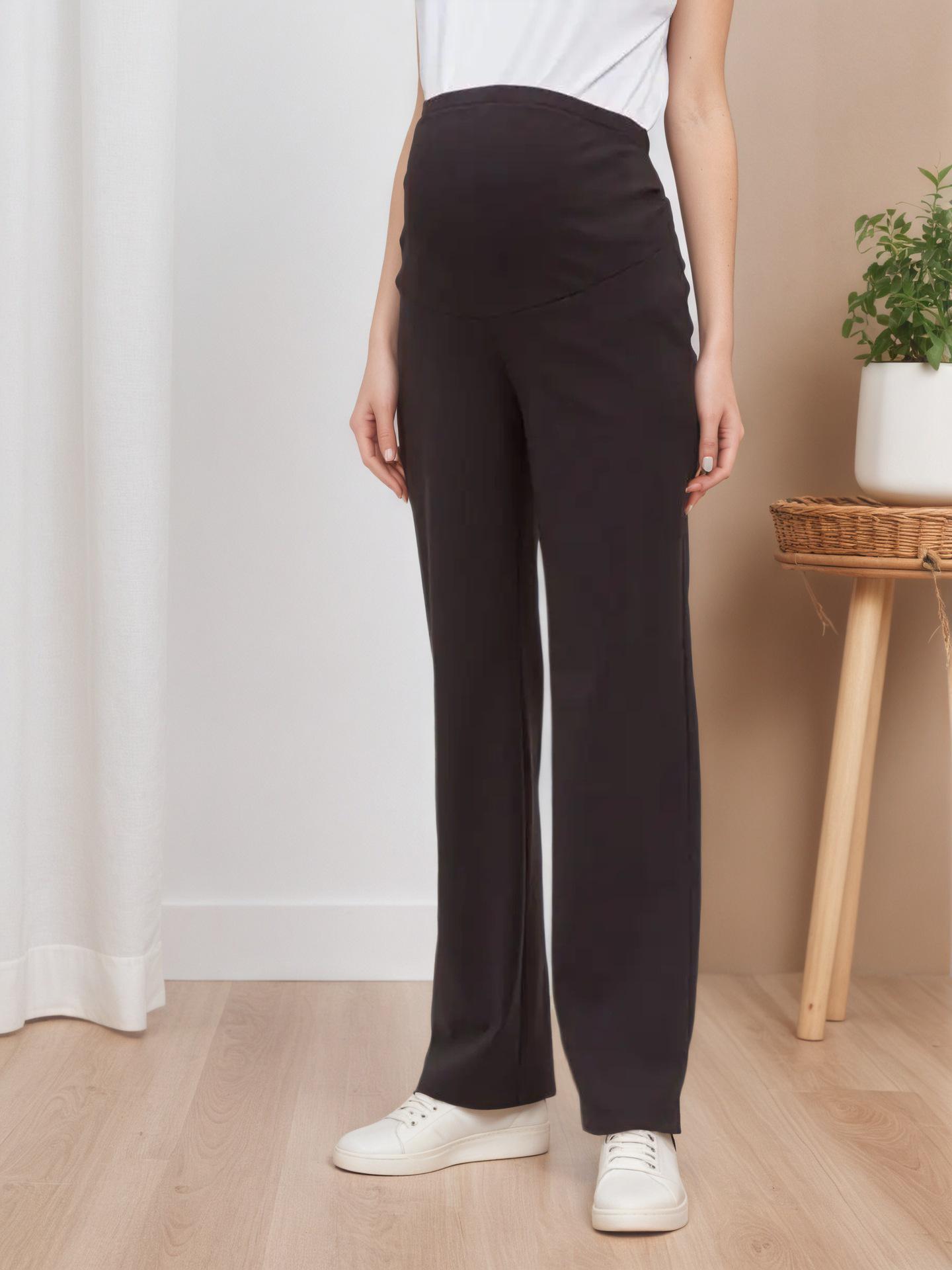 

European Style Maternity Pants: Adjustable Support Belly, Autumn Loose Fit, Non-Constricting Waist Medium чорний