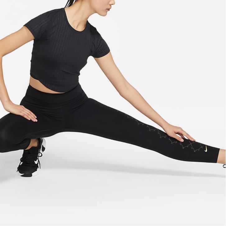 Nike Casual Solid Color Printed Short Sleeve T-Shirt Women Tops Black DM7337-010