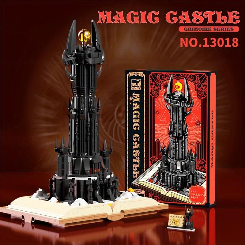 

966PCS Black Tower Magic Book Building Blocks Dark Magic Castle Model Assembly Bricks Set With Lights DIY Toys Gifts For Kids No Box