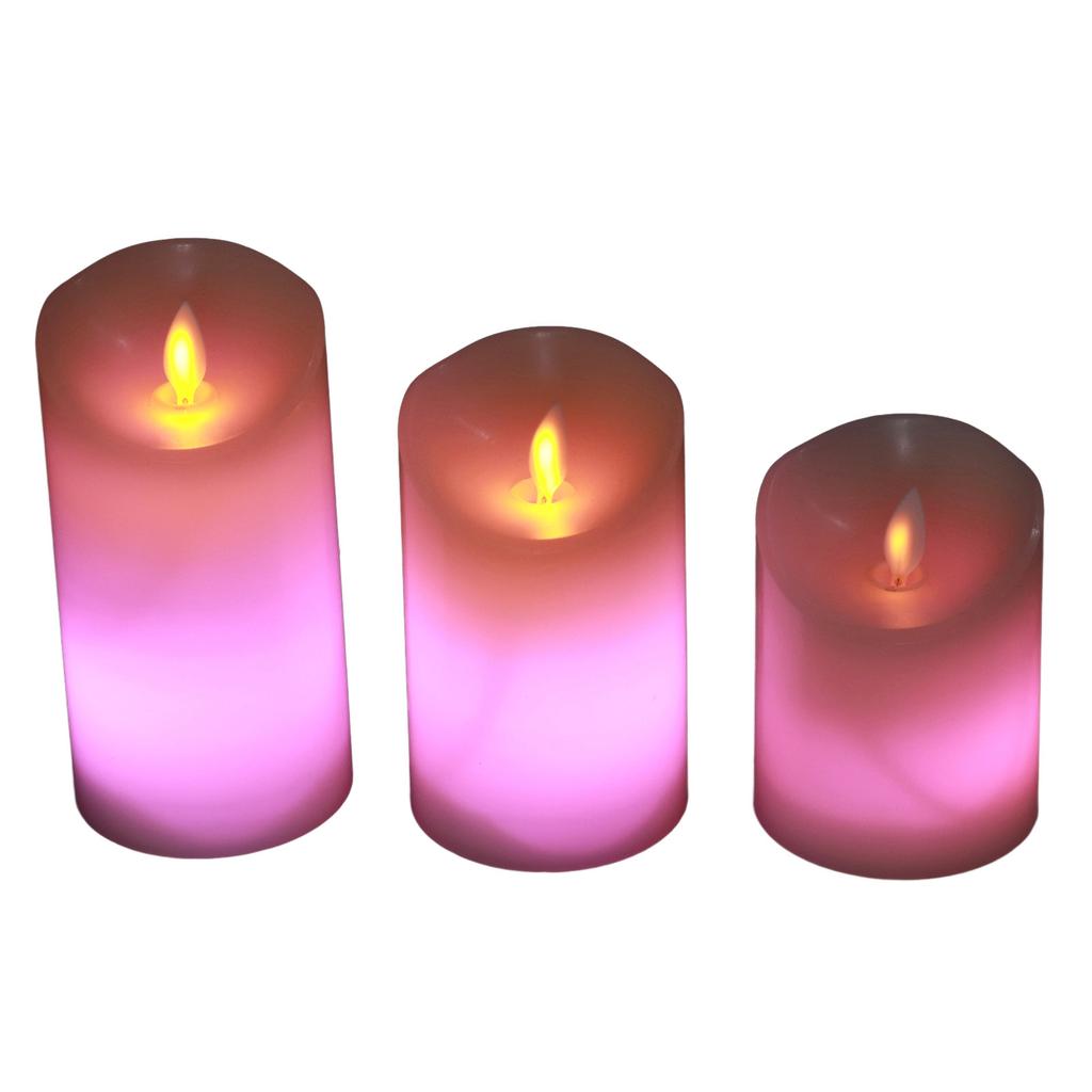3 Pcs LED Candle Tea Lights 18 Key Remote Control Colorful Simulation LED Electronic Candle Light Desktop Decoration