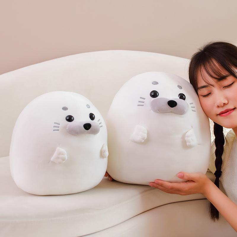 Cute Chubby Seal Dumpling Pillow Soft Cute Marine Animal White Seal Plush Doll Boy Sleeping Pillow